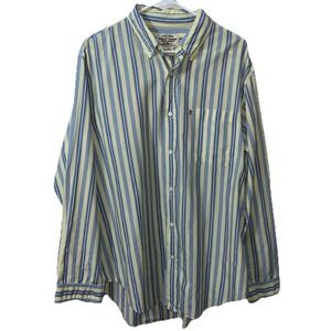 VTG Ralph Lauren Jeans Co  Men's L Button Down‎ Shirt Striped Flag Logo Classic